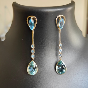 Natürliche Himmel Blau Topas Ohrstecker, 14K solide Gelbgold Himmel Blau Topas Ohrstecker, Dezember Geburtsstein, Geburtstagsgeschenk, Topas Schmuck