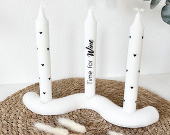 Kerzenhalter | 3er Kerzenhalter | geschwungener Kerzenhalter für 3 Kerzen |  weiß | schwarz