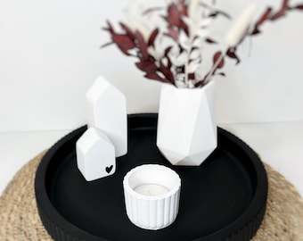 Teelichthalter mit Rillen | kleiner Kerzenhalter für Teelichter | Rillendesign