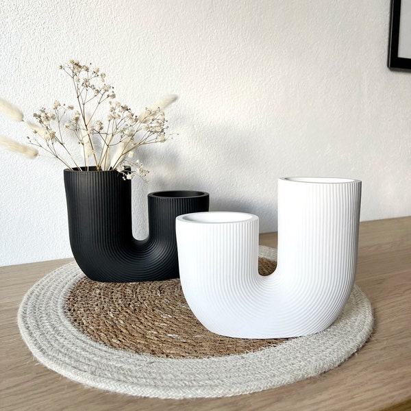 Vase | für Trockenblumen | skandi | U-Form mit Rillen