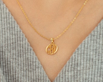 Custom monogram necklace, Dainty monogram necklace, personalized bridesmaid jewelry,  3 initial necklace,  monogram pendant necklace