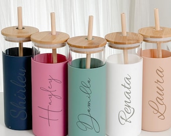 Gobelet prénom gravé personnalisé/ Gobelet avec paille/ Tasse à café glacée/ Cadeau de demoiselle d'honneur/ Cadeau pour elle/ Fête de mariage/ Proposition de demoiselle d'honneur