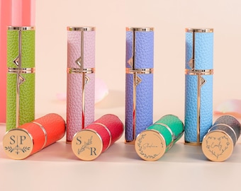Flacone di profumo ricaricabile in pelle personalizzato da viaggio/Regalo con monogramma personalizzato per lei/Perfetto per borsa, tasca e borsetta