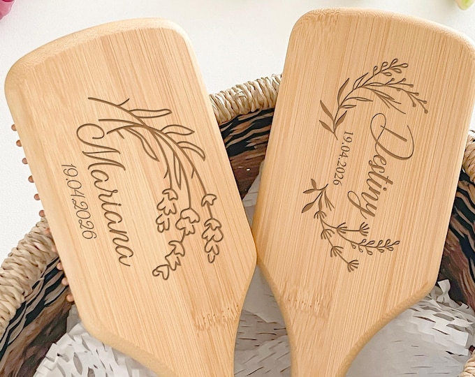 Personalised Engraved wooden hairbrush/Custom Airbag Hairbrush/ Bridesmaid-Girl and Wedding Party Member Gift Comb/ Custom Bridesmaids Gifts