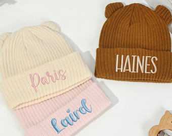 Personalized Embroiderd Teddy Baby Beanie/ Custom Baby Kids Child Baby Newborn Beanie/ Monogram Custom Kids Winter Beanie/ Baby Shower Gift