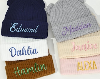 Personalized Embroidered Baby Beanie/ Custom Soft Newborn Gift/ Custom Name Infant Hat/ Newborn Baby Beanie Hat/ Unisex Baby Hats/ Teddy Hat