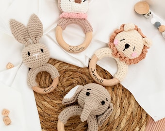 Sonaglio personalizzato con nome del bambino/sonaglio con incisione del nome/regalo per nipote/regalo personalizzato per baby shower/anello sonaglio per neonato