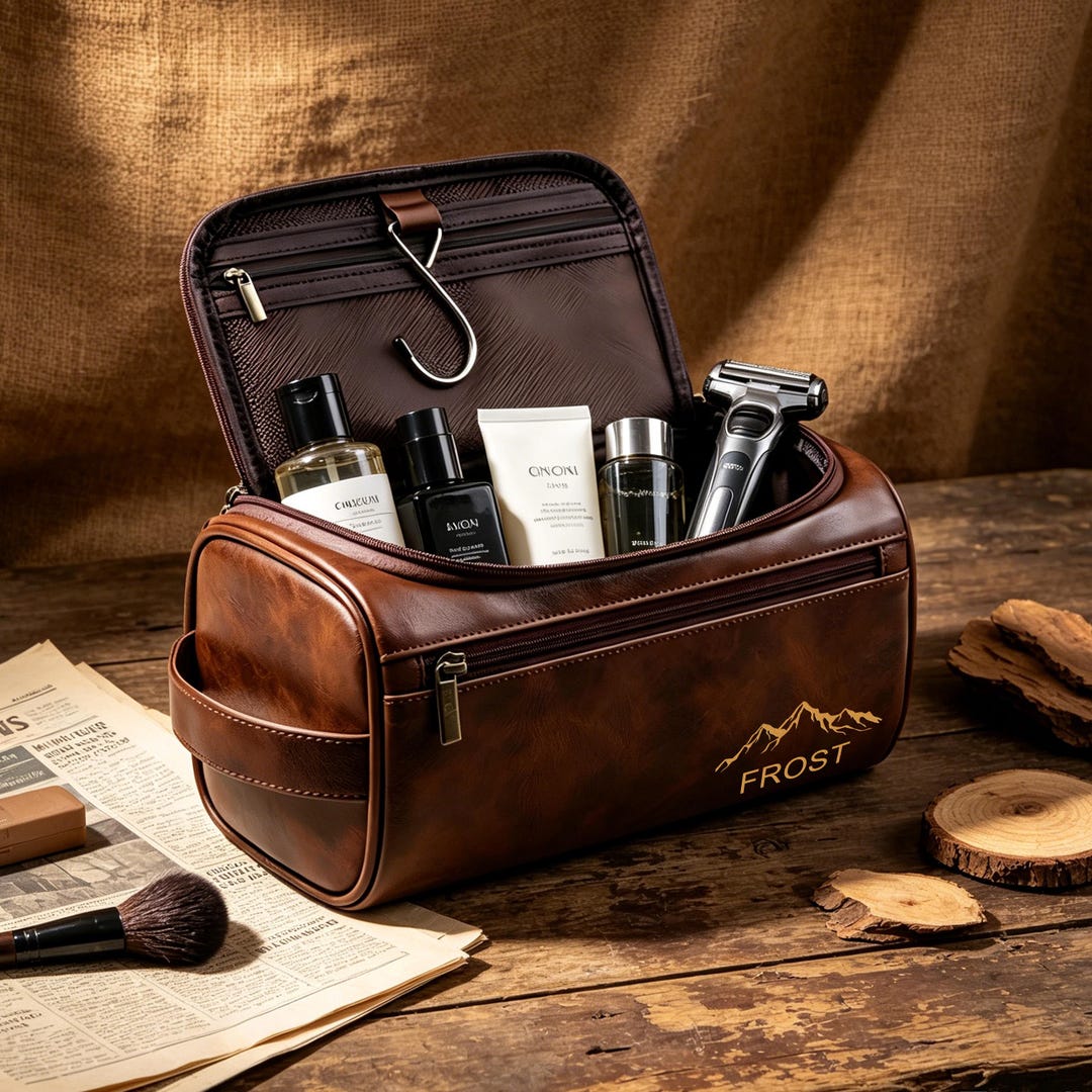 Personalized Men's Dopp Kits/ Laser Engraved Faux Leather Travel Kit ...