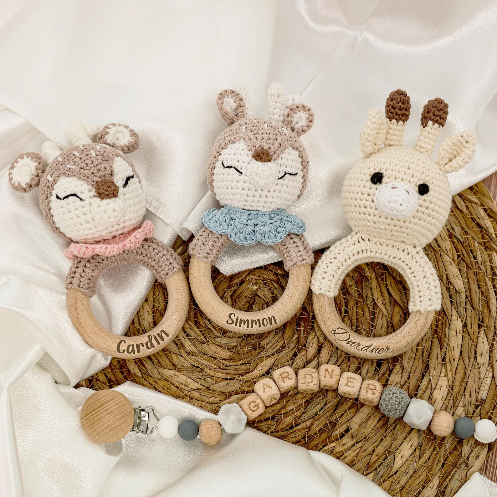 Personalized Animal Rattle With Babies Name/ Name Engraving Rattle ...