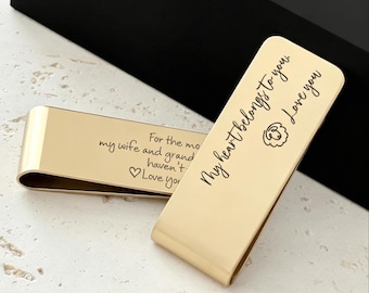 Personalized Engraved Money Clip/ Engraved Custom Text Name Initial Gift For Husband Boyfriend Him/ Birthday Anniversary Valentines Day Gift