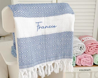 Personalized Beach Towel Gift/ Personalized Gift/ Custom Bride Gift/ Bridesmaid Gifts/ Turkish Beach Towel/ Wedding Gift/ Bachelorette Party