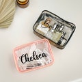 Personalized Makeup Bag, Beach Wedding Favor, Clear Cosmetic Bag, Toiletry Bag, Bridesmaid Gift, Summer Vacation,Bachelorette Party product logo