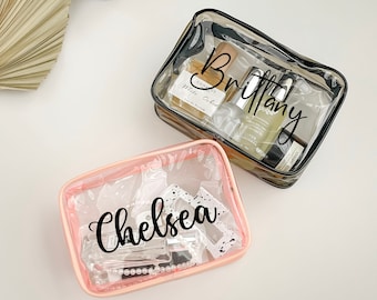 Personalized Makeup Bag, Beach Wedding Favor, Clear Cosmetic Bag, Toiletry Bag, Bridesmaid Gift, Summer Vacation,Bachelorette Party