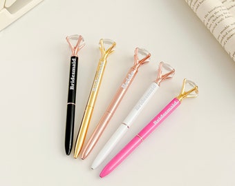 Diamond Pen For Bridal Shower Favor ,Wedding Guest Book Pen,| Bridesmaid Proposal Box Gift for Her,Custom pens,Accessories School Supplies