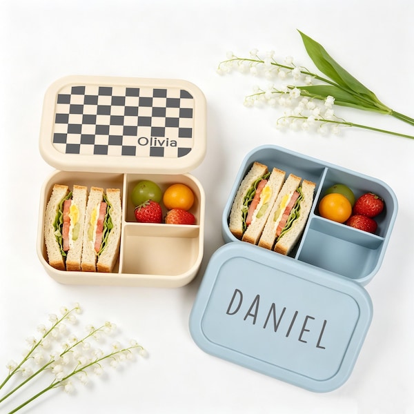 Personalized Kids Bento Box/ Custom Engraved Silicone Lunch Container/ Preschool Daycare School Gift/ Toddler Lunch Box for Boys Girls