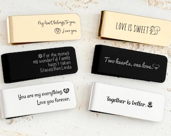 Pince à billets personnalisée en acier inoxydable/pince à billets gravée/nom personnalisé cadeau initial pour garçons d'honneur hommes lui/cadeau de mariage EVJF