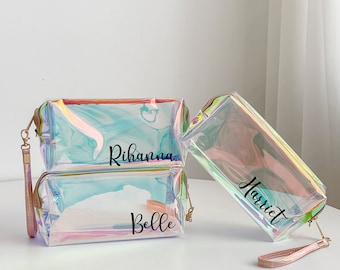 Personalized Clear Toiletry Bag/Personalized Makeup Bag/Travel Makeup Cosmetic Bag/Bachelorette Party Gift/PVC Bag/Gift For Her/Cosmetic Bag