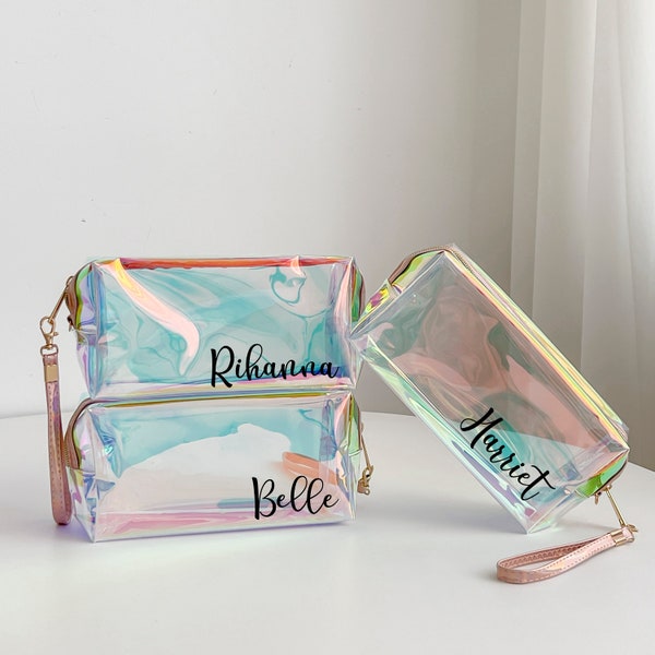 Neceser transparente personalizado / Neceser de maquillaje personalizado / Neceser de viaje / Regalo para despedida de soltera / Bolsa de PVC / Regalo para ella / Neceser