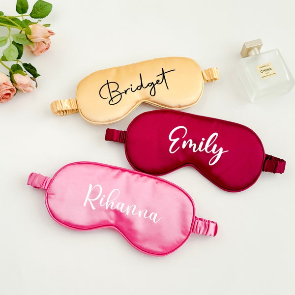 Personalisierte Augenmaske, benutzerdefinierte Schlafmaske, personalisierte Satin Augenmaske, Junggesellinnenabschied Geschenk, Geschenk für sie, Brautjungfer Vorschlag Geschenk