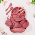 Personalized Weaning Set/ Custom Feeding Set with Name/ Engraved Silicone Baby Weaning Set/ Baby Plate/ Toddler Bowl & Bib/ Baby Shower Gift
