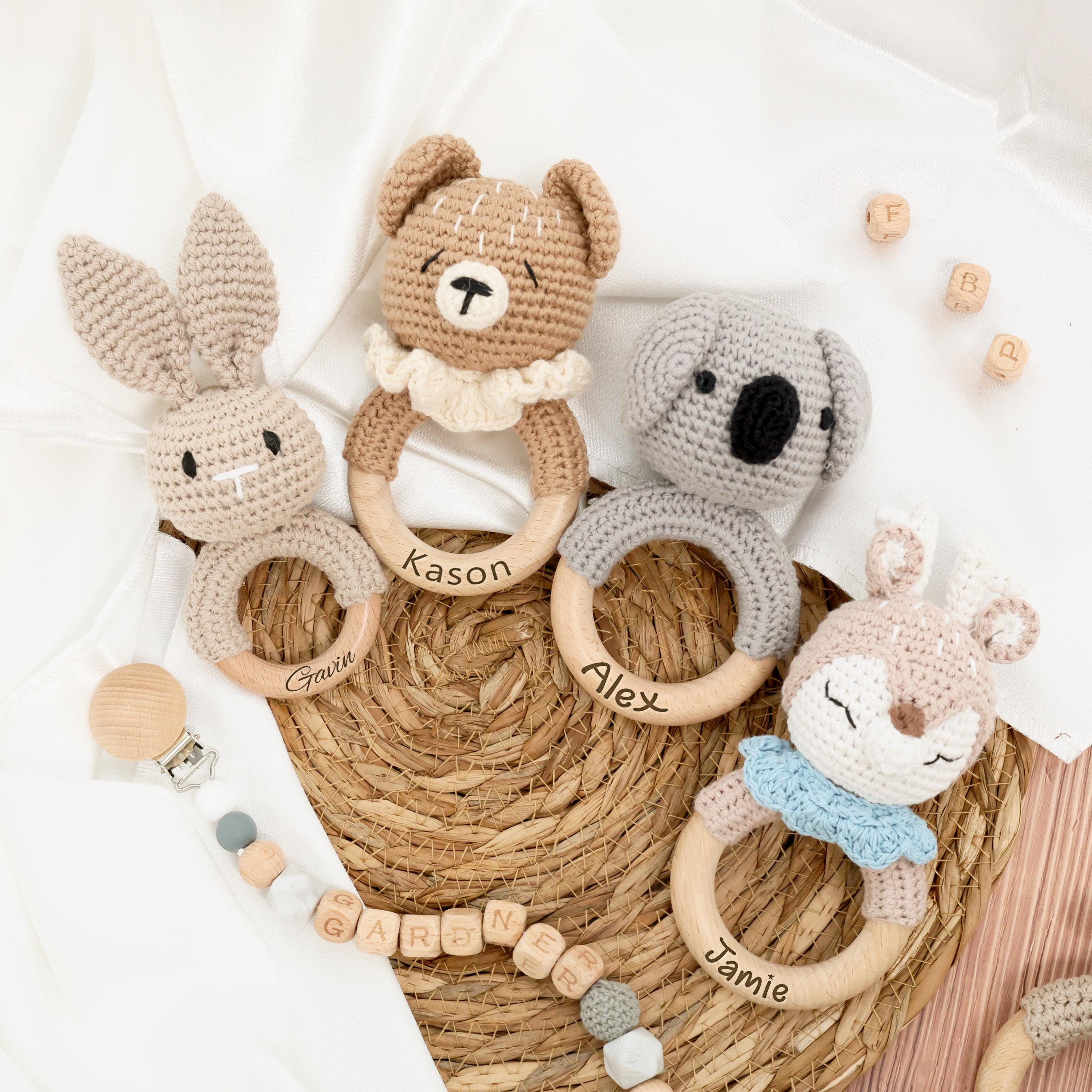 Personalized Animal Rattle With Babies Name/ Name Engraving Rattle ...