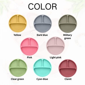 May include: A selection of colorful, divided plates in various shades, including yellow, dark blue, military green, pink, light pink, clear green, cyan-blue, and claret. The word "COLOR" is displayed at the top of the image.
