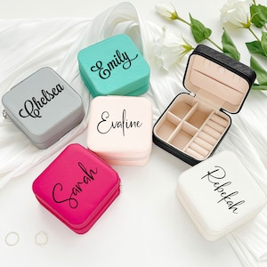 Portagioielli quadrato personalizzato, portagioielli con nome personalizzato, portagioielli per damigelle d'onore per sorelle e amiche, organizer per gioielli, portagioielli da viaggio