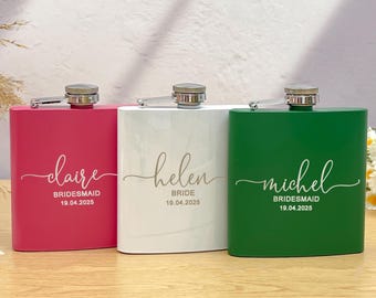 Personalised Ladies Hip Flask/ Bridesmaid Gifts/ Gift for Her/ Stainless Steel Whiskey Hip Flask/ Maid of honour Gift/ Hen Party Hip Flask