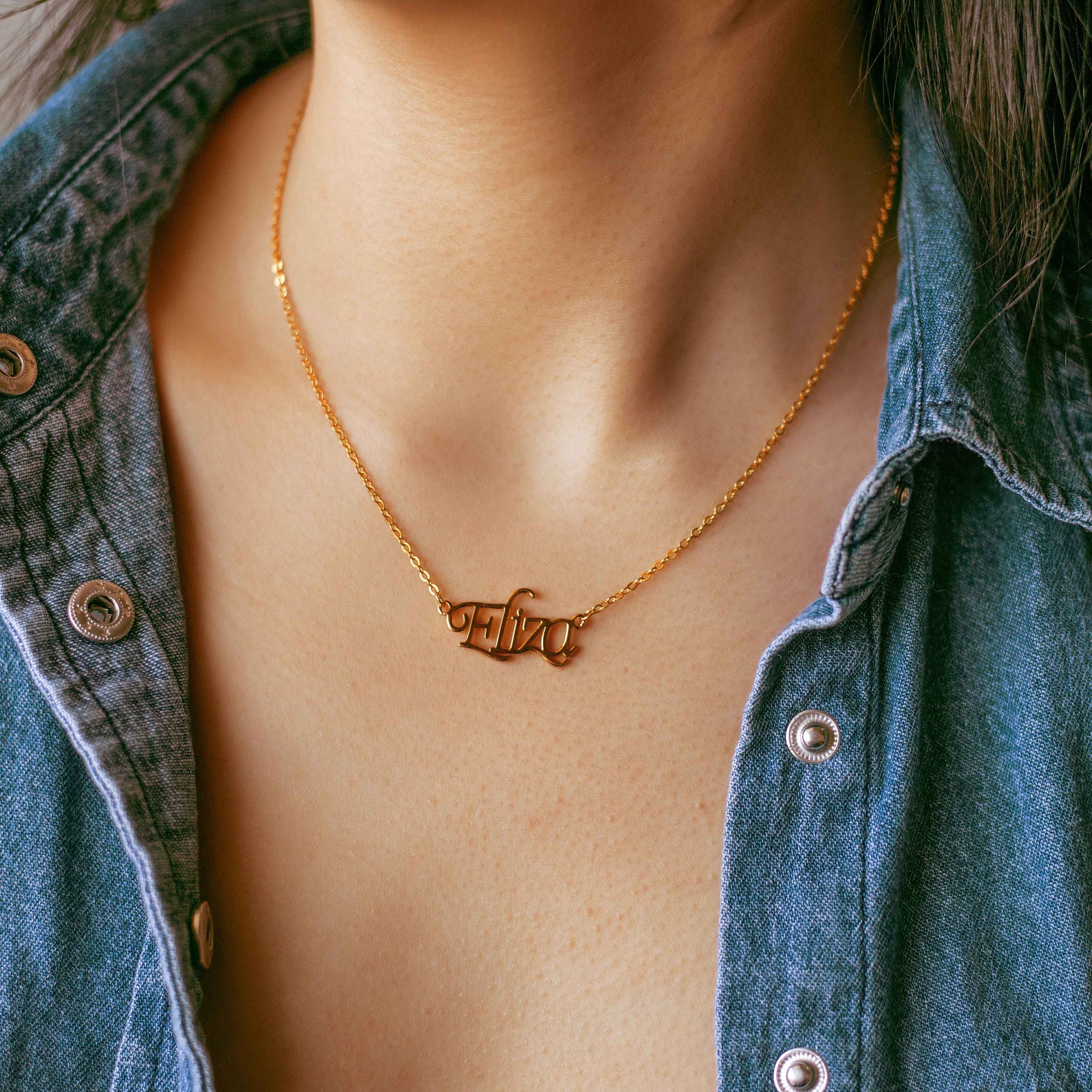 Personalized Name Necklace Gold Name Jewelry Customize Name Gift