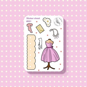 Hoja de pegatinas románticas | #001 | Vintage, Girly, Cottagecore, Diario, Pegatinas del planificador