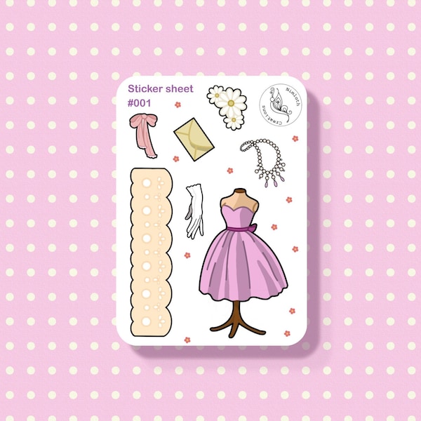 Romantic sticker sheet | #001 | Vintage, Girly, Cottagecore, Journal, Planner stickers