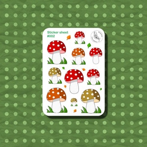 Toadstools sticker sheet | #002 | Mushroom stickers, Cottagecore, Forest, Nature, Goblin, Fairycore, Hobbitcore, Woodland, Journal, Planner