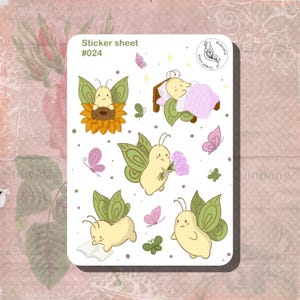 Foglio di adesivi farfalle | #024 | Cottagecore, Diario, Planner, Bullet Journal, Adesivi per album, Carino, Bambini, Primavera