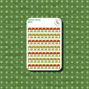 Toadstools stripes sticker sheet | #005 | Mushroom stickers, Cottagecore, Forest, Nature, Woodland, Planner, Bullet Journal