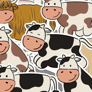 Adesivi mucca | #018 | Adesivi per mucche, Cottagecore, mucca delle Highland, adesivi per animali, pianificatore, diario dei proiettili, adesivi per bambini, adesivi per bambini