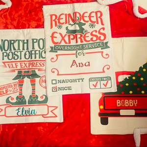 29 STYLES POPULAR Custom Santa Sack, North Pole Express Sack, Christmas gift bag couples, Christmas gift bag kids, Personalized Bags