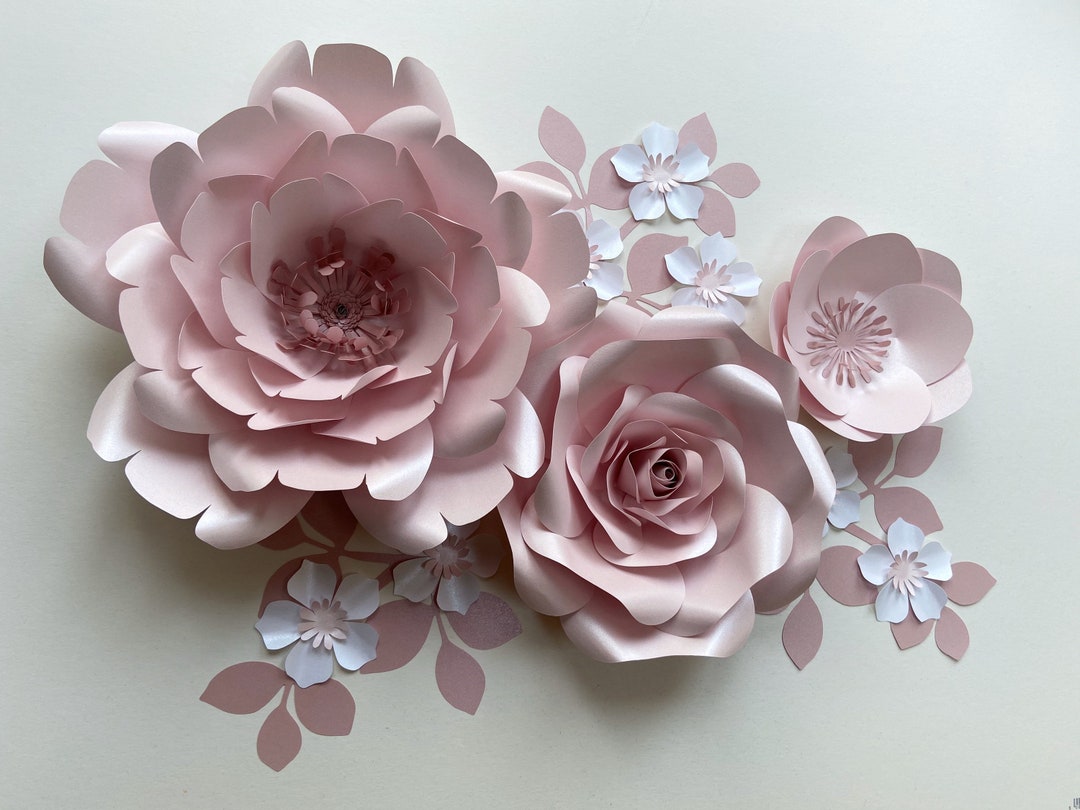 3 Paper Flowers With Leaves Nursery Flowers Over the Crib - Etsy