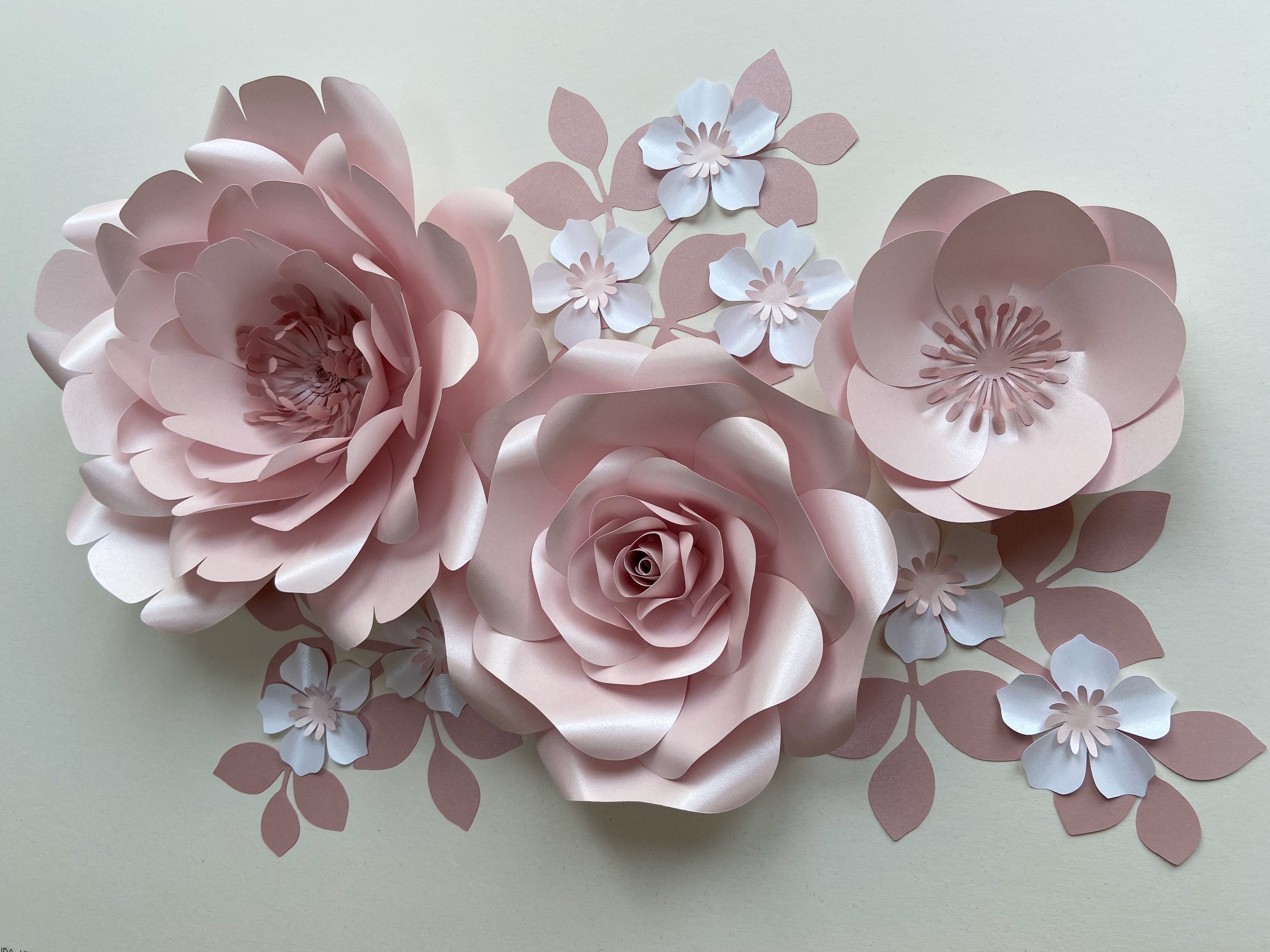 3 Paper Flowers With Leaves Nursery Flowers Over the Crib - Etsy UK
