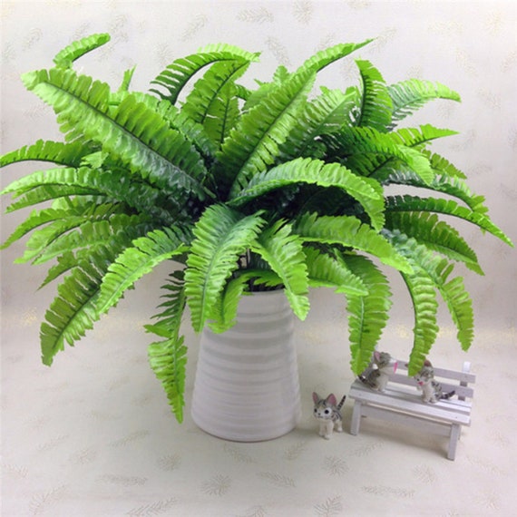 Artificial Fake Persian Leaves Grass Fern Plant Simulation Flower Potted Decor