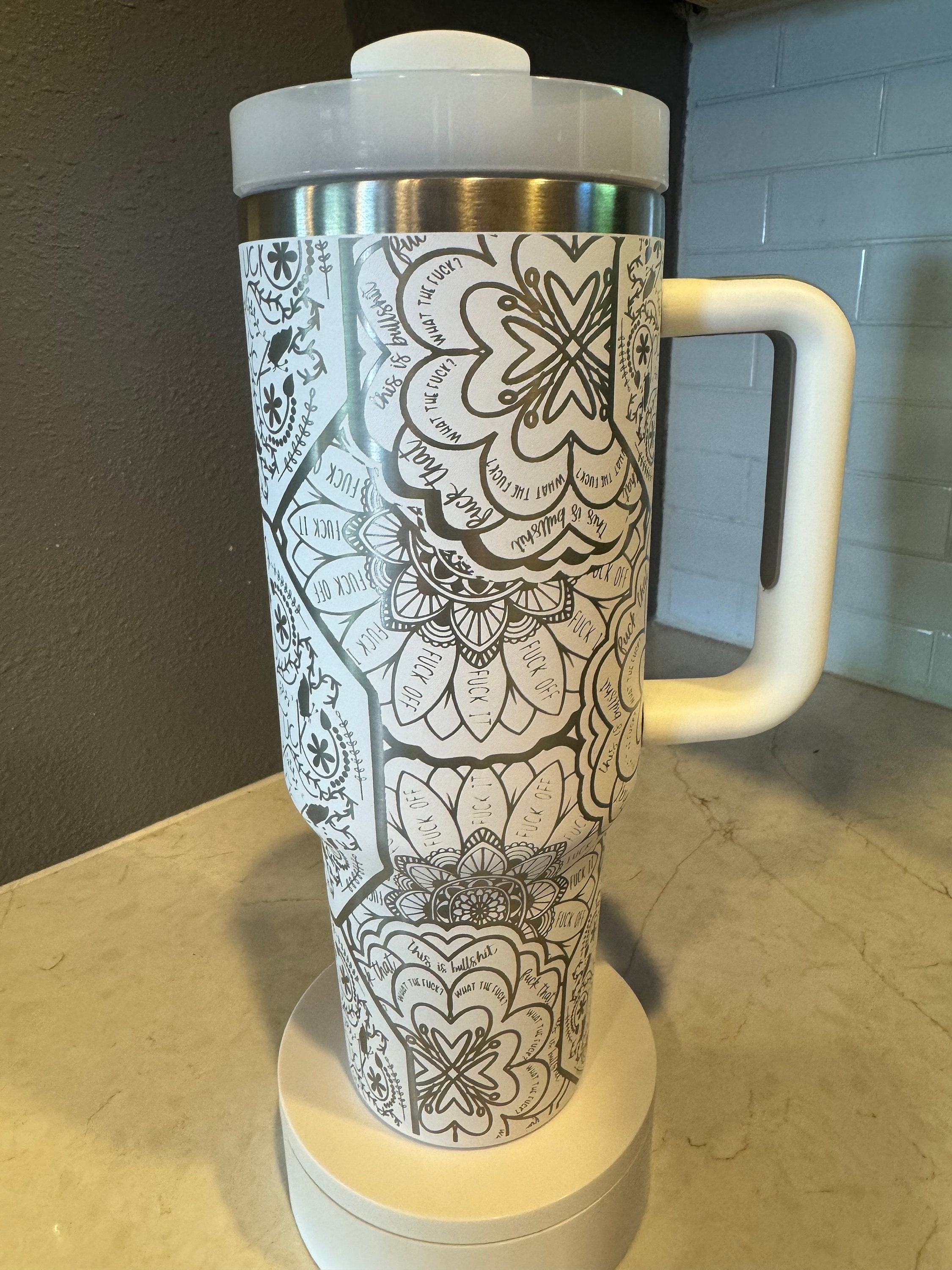 Cuss word Mandela full wrap 40oz Tumbler with Handle & Straw, Custom Engraved TikTok Cup, 40 oz Travel Mug, Stanley Brand Quencher