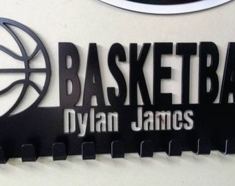 Personalized Basketball Medal Holder: 12 Hook Display