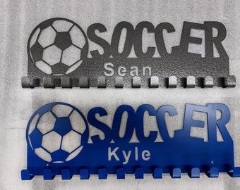 Personalized Soccer Medal Holder: Steel 12-Hook Display
