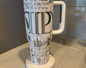 Pop Singer TS Tortured Poets Inspired Wrap Laser Engraved on your choice of a 40oz Dupe, or Stanley Quencher