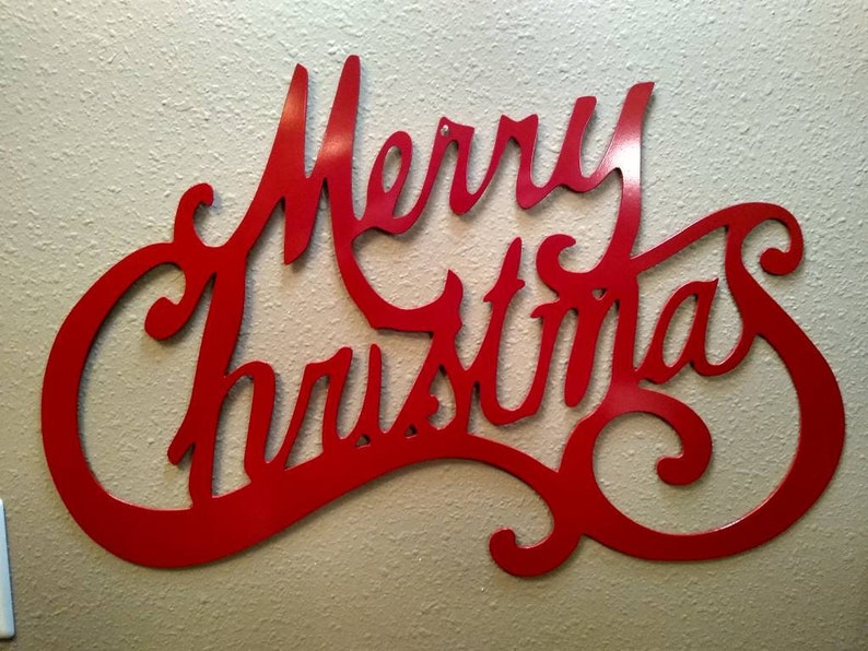 Merry Christmas Metal Sign Wall Hanging Made in USA Etsy