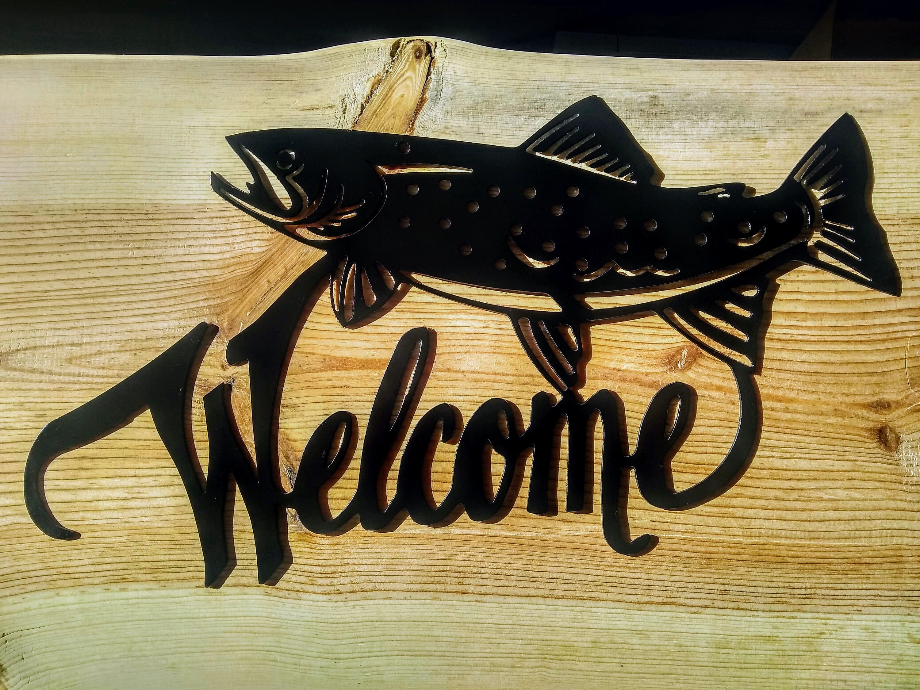 Trout house number sign, Lake sign, cabin sign, mountain, metal, rustic