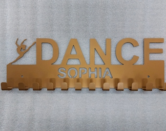 Personalized Dance Medal Holder: 12 Hook Heavy Duty Steel Display