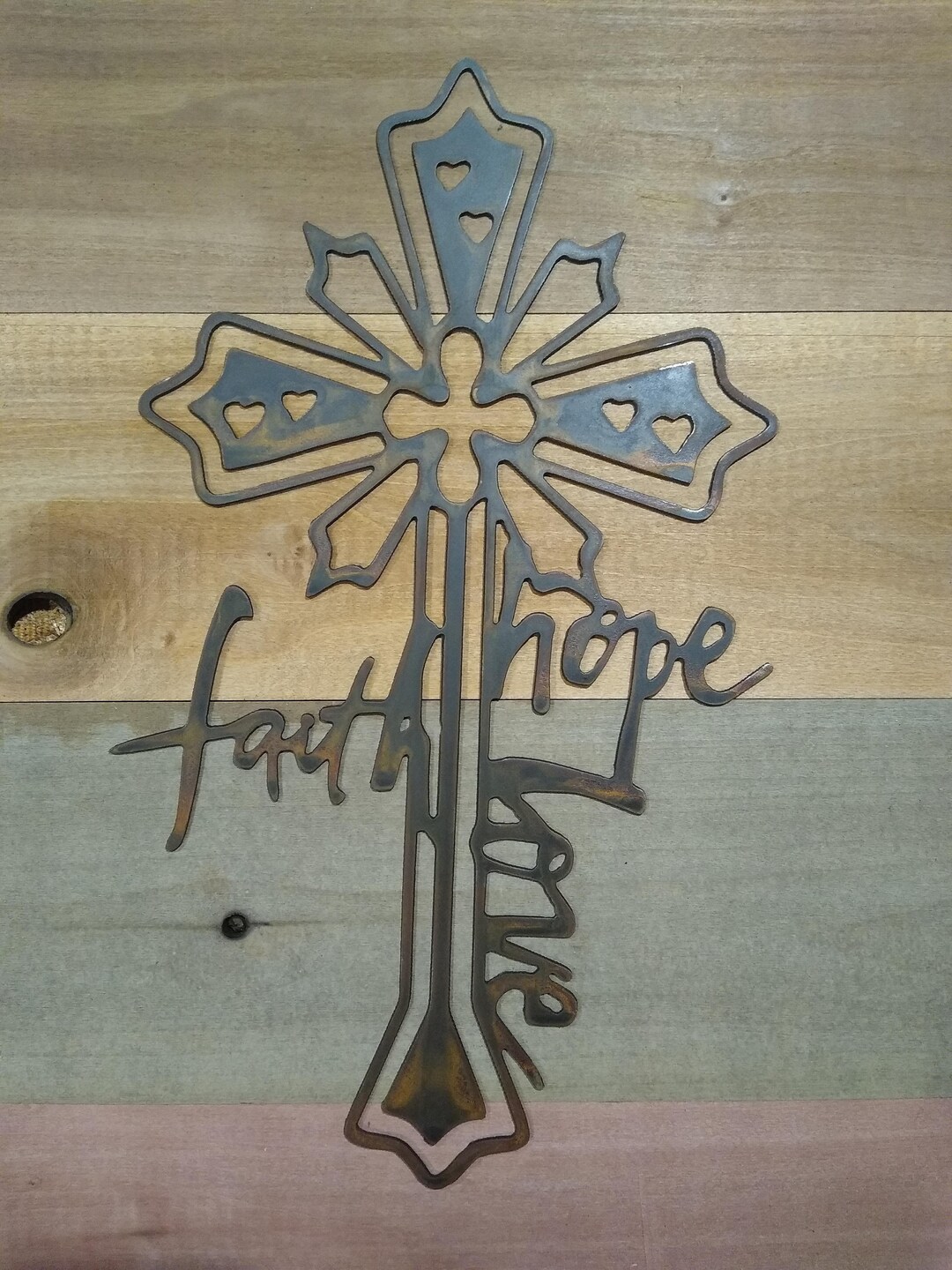 Faith Love Hope Metal Cross Wall Hanging - 1 Corinthians 13:13 - Etsy
