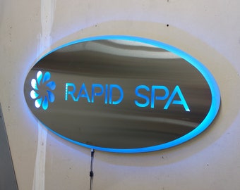 LED Lighted Stainless Steel Custom Logo Sign: Home or Business