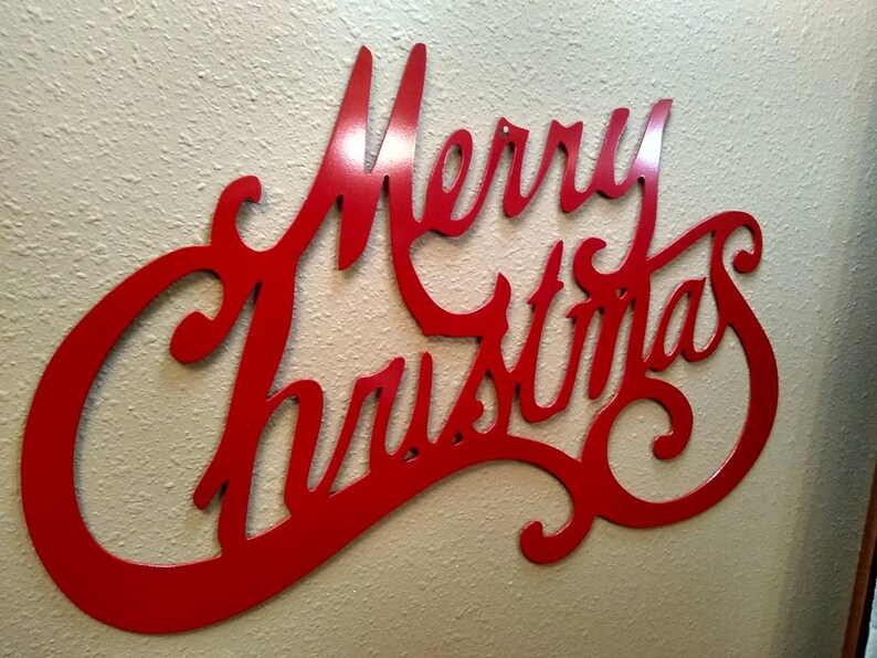 Merry Christmas Metal Sign Wall Hanging Made in USA Etsy