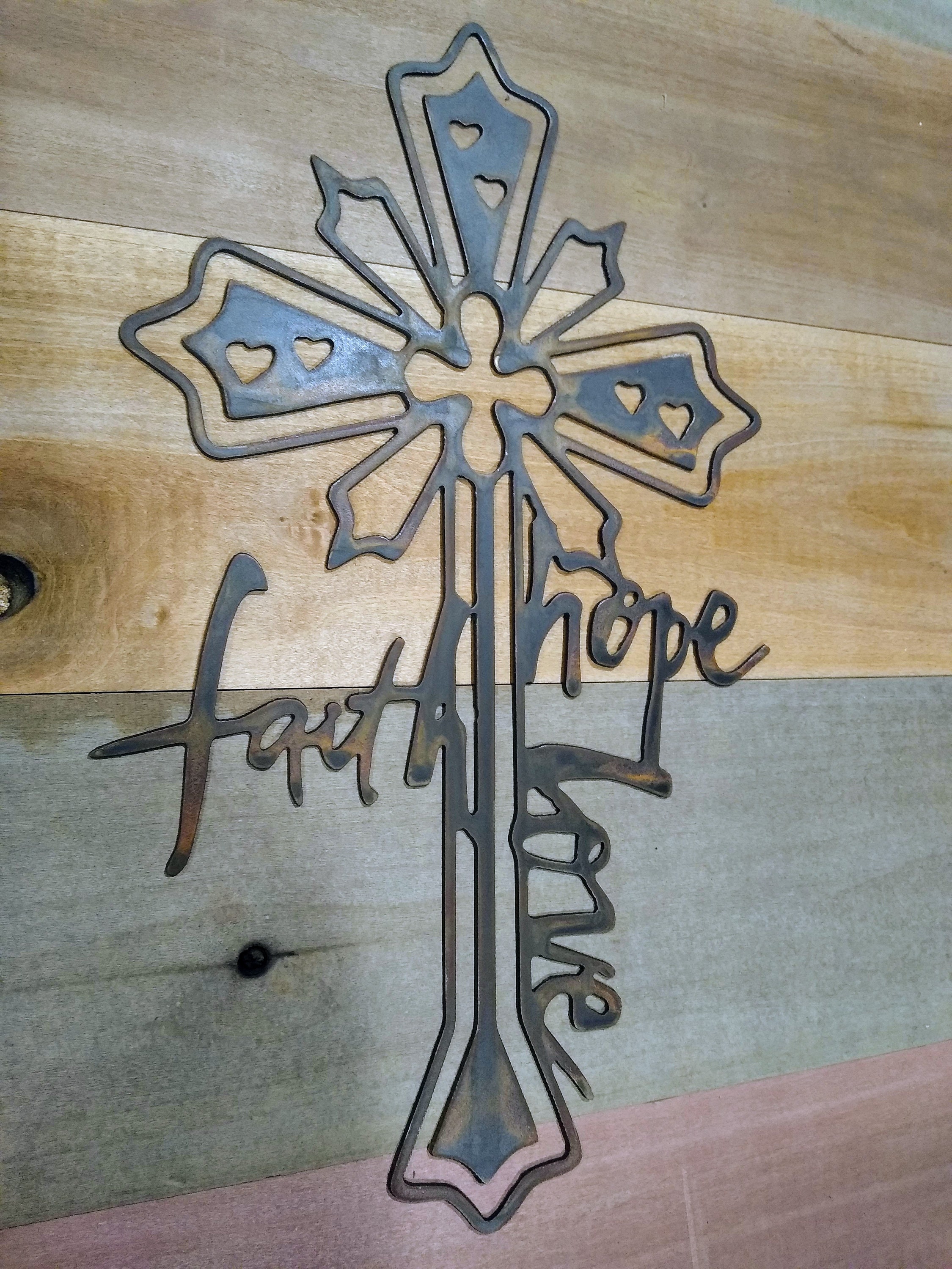 Faith Love Hope Metal Cross Wall Hanging - 1 Corinthians 13:13 - Etsy